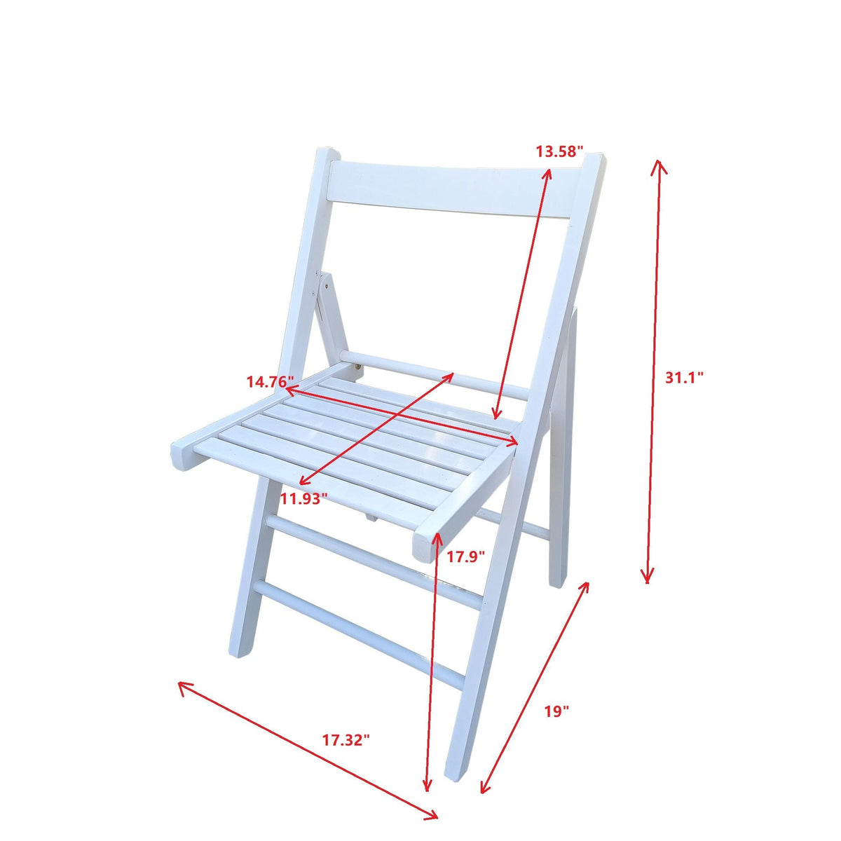 White Folding Chair Set with Foldable Design - Solid Wood