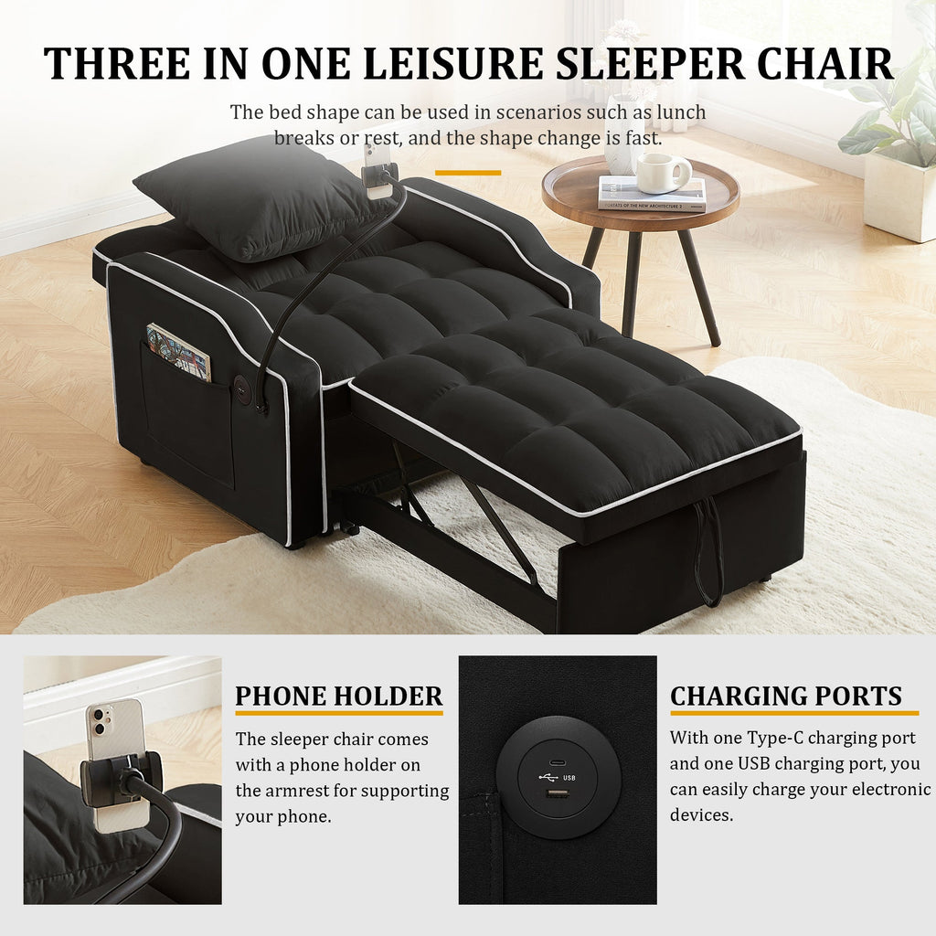 3-in-1 Convertible Sleeper Sofa Chair