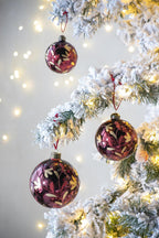 Red Glass Christmas Tree Ornaments with Elegant Finish - Sets Available