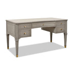 Dauphin 5 Drawer Executive Desk with Solid Rubber Hardwood - Gray or Light Brown