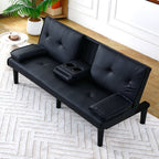 Foldable Sofa Bed with Cup Holder and Solid Wood Frame - Multiple Colors