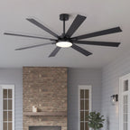 Large Ceiling Fan with Dimmable LED Light and Remote Control - Black or Dark Brown