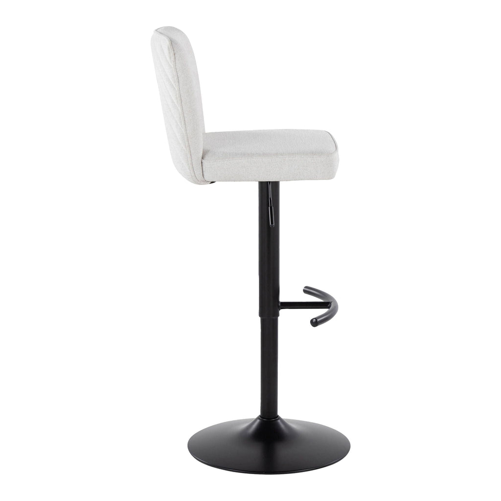 Contemporary Adjustable Barstool Set with Swivel and Rounded T Footrest - Black, White, Beige