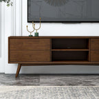 Modern TV Stand Up To 72" with Solid Wood Construction - White or Dark Brown