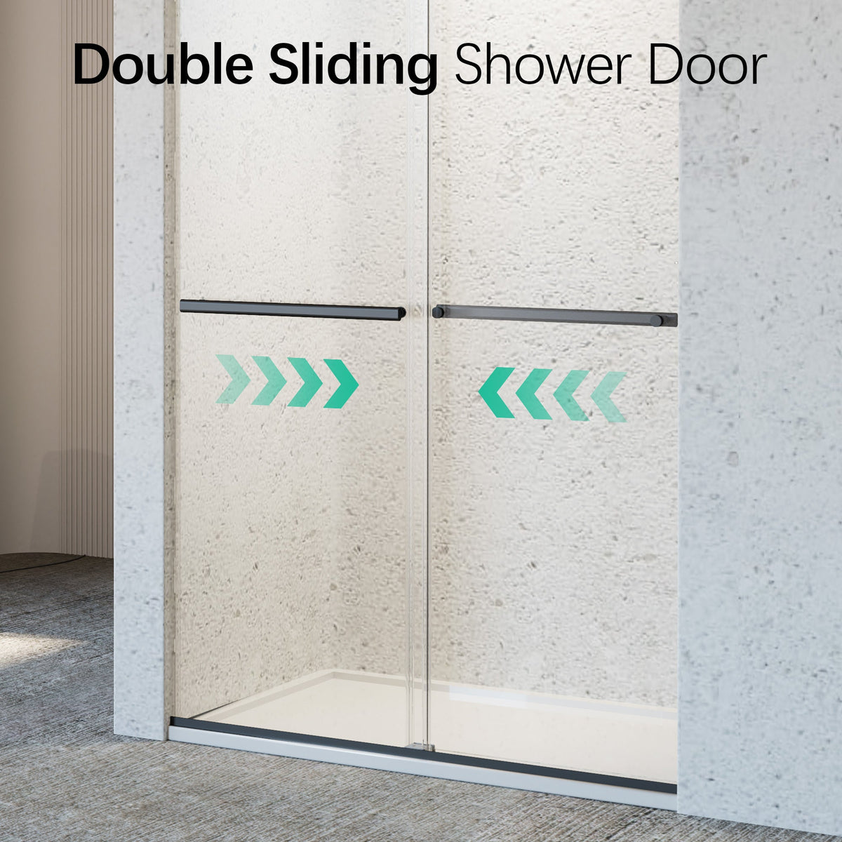 Frameless Double Sliding Soft-Close Shower Door – Matte Black