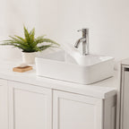 Modern Ceramic Rectangular Vessel Bathroom Sink with Sleek Design - White