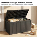 180 Gallon Large Outdoor Storage Deck Box with Lockable Waterproof Resin - Black