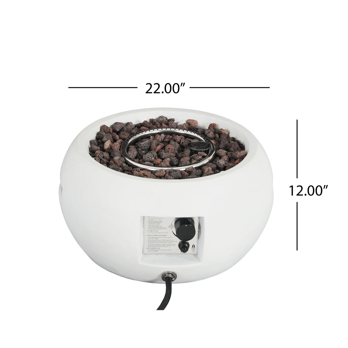 Patio MGO Propane Fire Pit with 40,000 BTU Output - White or Brown