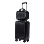 ABS Spinner Wheel Luggage Set with Cosmetic Case - Black