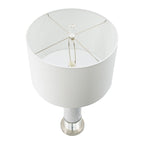 Sculpted Marble & Crystal Cylinder Table Lamp with White Drum Shade - White