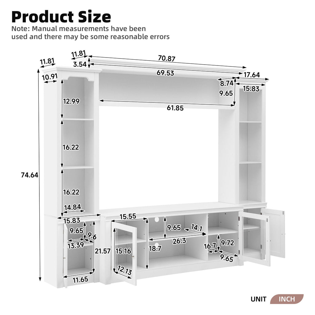 All-In-One TV Stand with Bookcase for TVs Up To 65" - Black or White