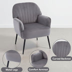 Upholstered Accent Armchair with Shell-Shaped Design - Multiple Colors