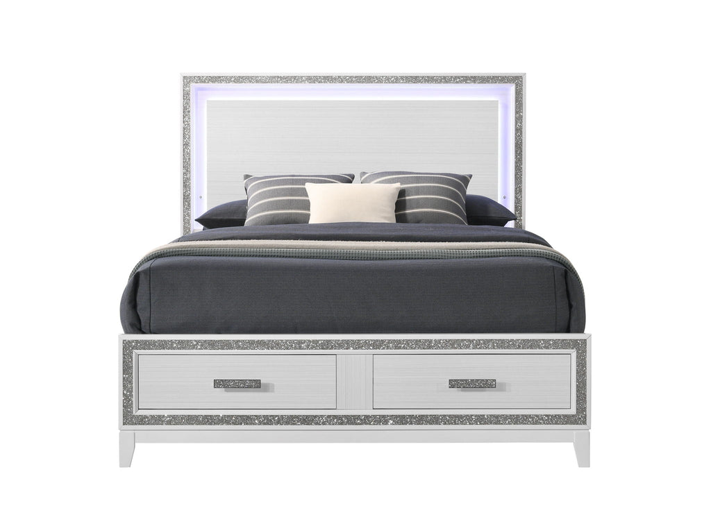 Haiden Queen Storage Bed with LED Lighting - Black or White