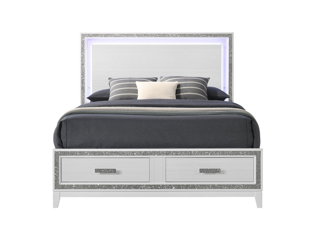 Haiden Queen Storage Bed with LED Lighting - Black or White