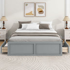 Queen Size Platform Bed Frame with 6 Drawers - Gray