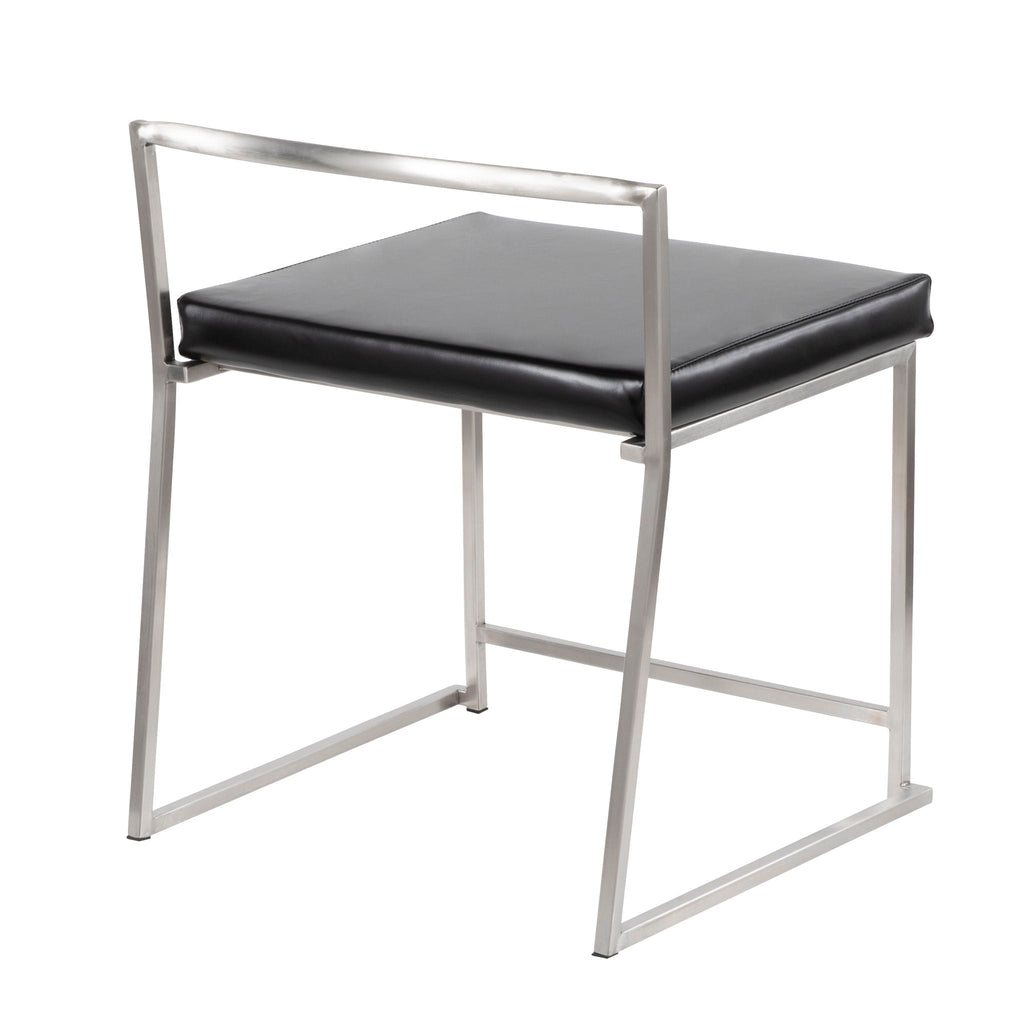 Contemporary Stackable Dining Chair Set with Metal Frame - Blue or Black