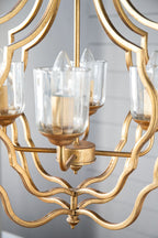 4 Light Metal Chandelier, Hanging Light Fixture - Gold