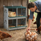4 Compartment Chicken Nesting Boxes with Durable Metal Construction - Green
