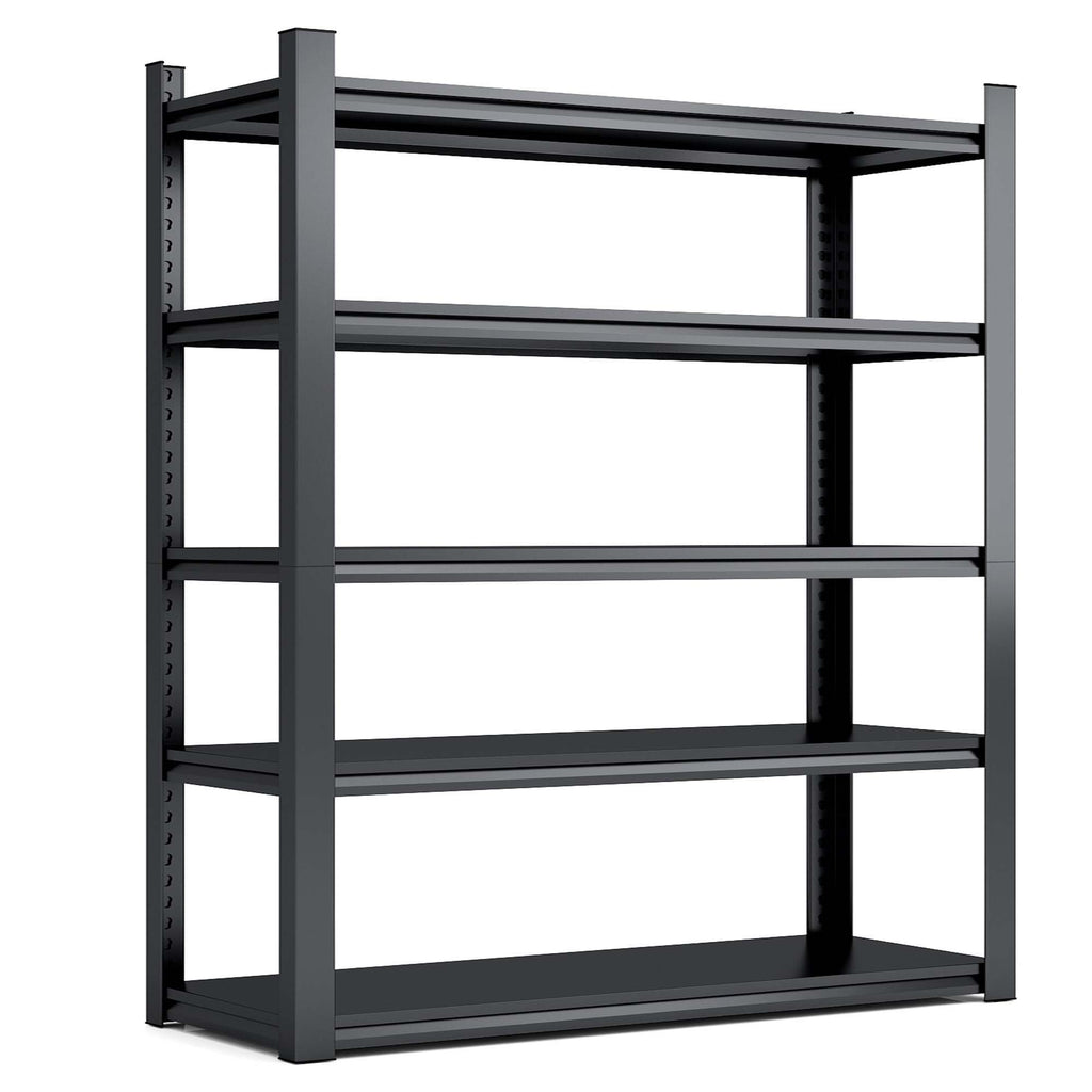 Heavy Duty Metal Garage Shelving Unit with Adjustable Shelves - Black