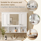 Wall Mounted Bathroom Medicine Cabinet With Mirror & Open Shelves