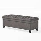 Gray Fabric Storage Ottoman Bench with Hidden Storage - Juliana