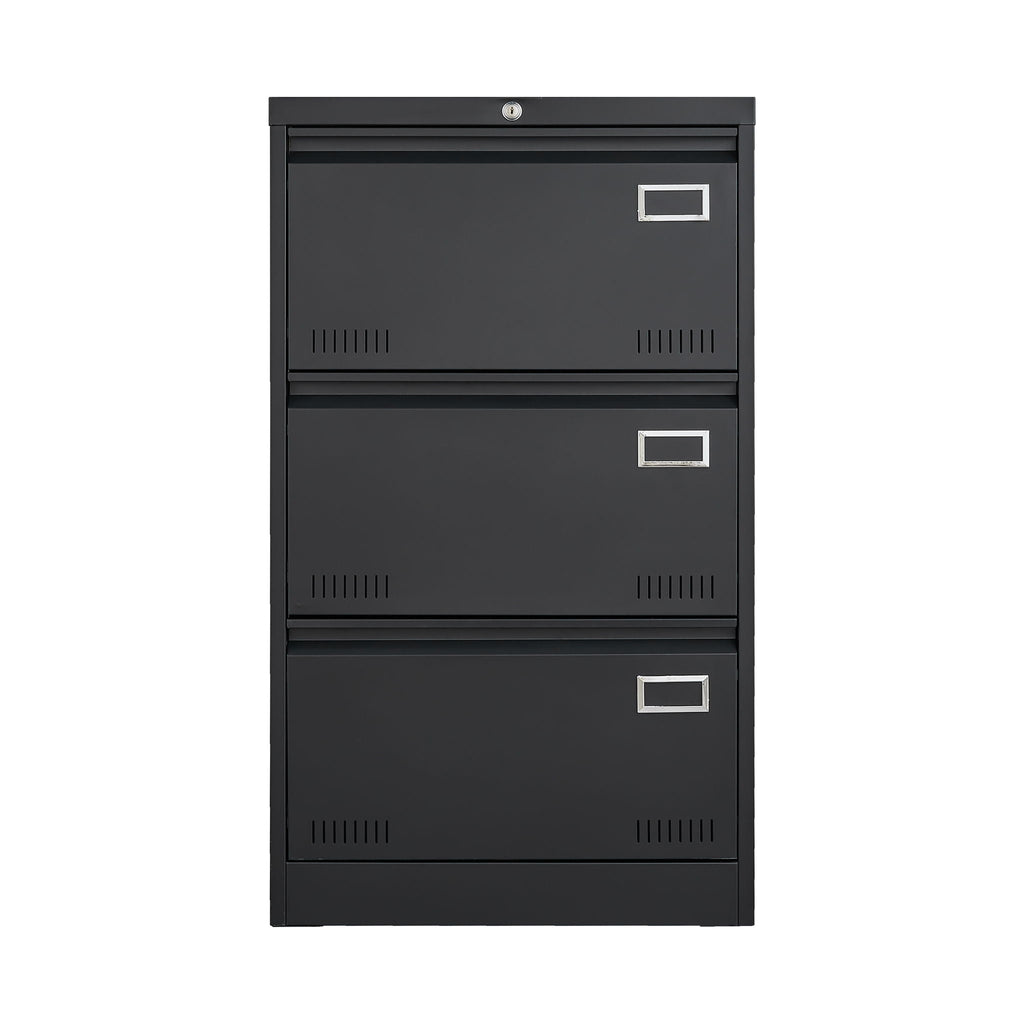 Locking Metal Filing Cabinet 3 Drawer - Multiple Sizes, Black or White