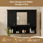 Wall Mounted Bathroom Medicine Cabinet With Mirror & Open Shelves