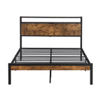 Platform Bed Frame With Wooden Headboard And Footboard