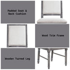 Weathered Side Chair with Cream Linen Upholstery - Cream / Gray