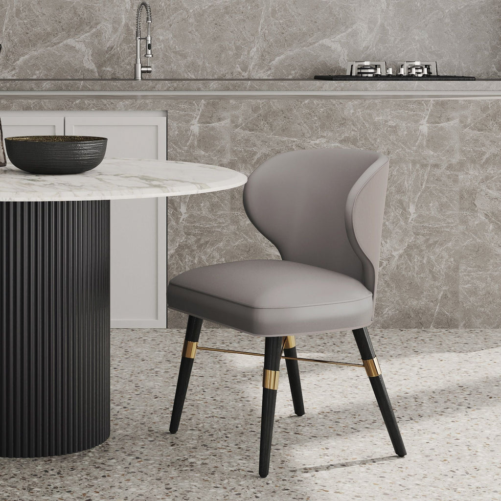 Strine Dining Chair with Wood Frame and Modern Upholstery - Available in Dark Gray or Blue