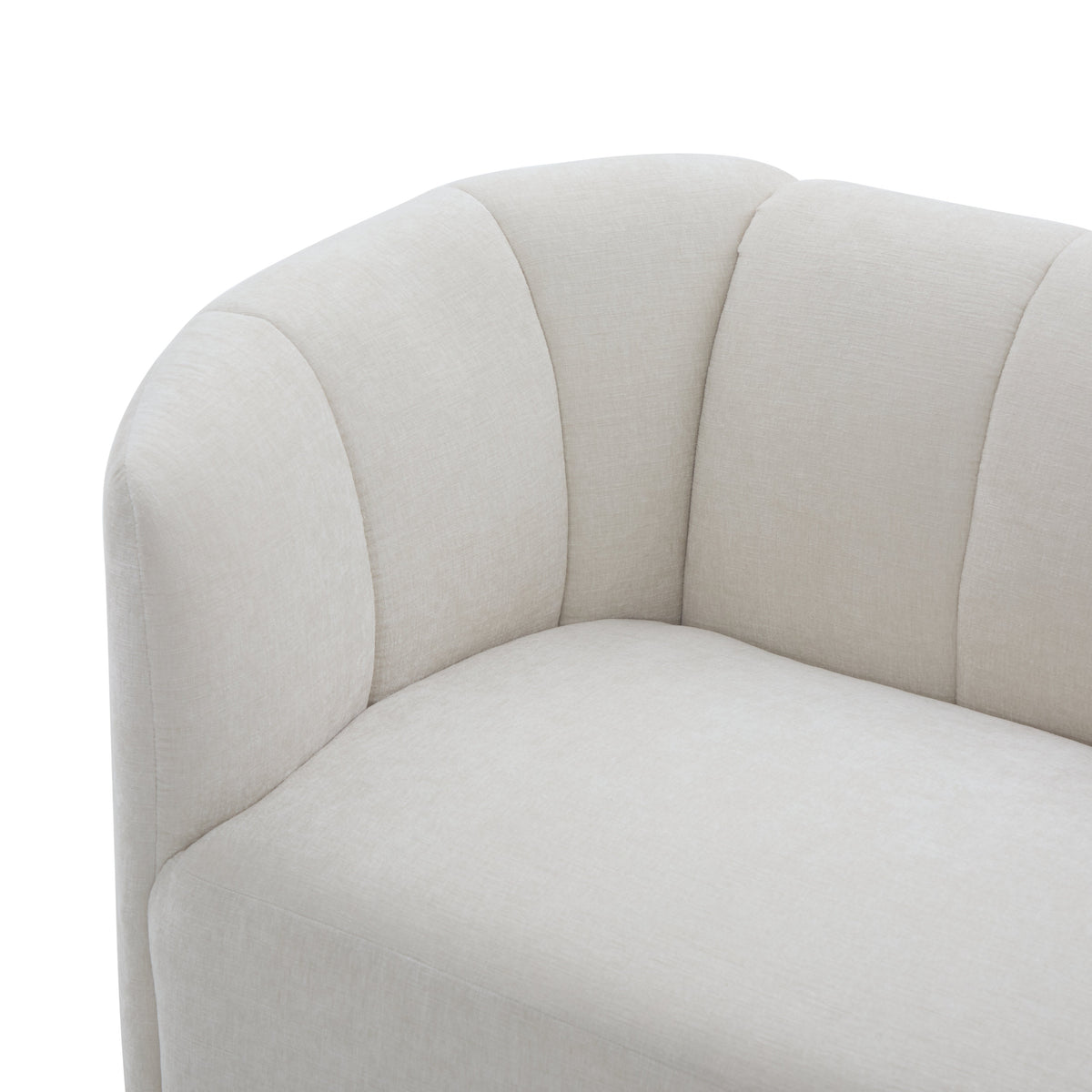 Modern Curved Chenille Sofa Couch with Sturdy Wood Frame – Cream