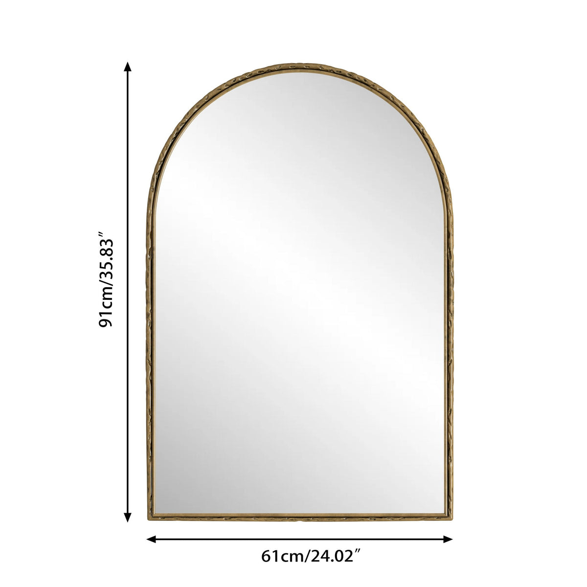 Arched Mirror with Shatterproof Glass - Silver or Gold