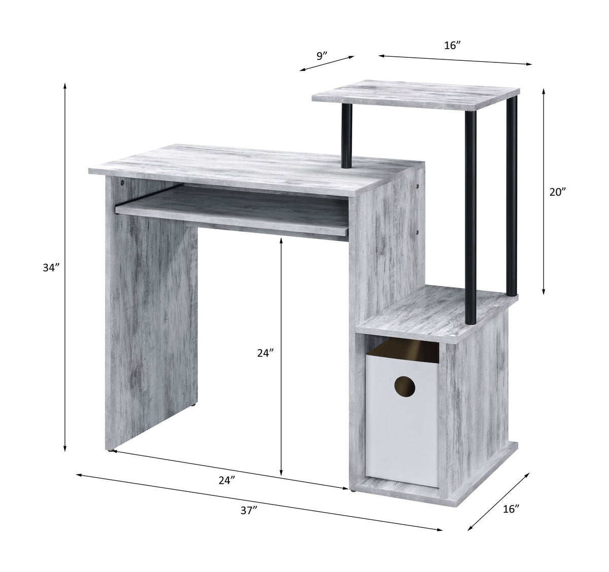 Lyphre Antique Rectangular Computer Desk with Storage