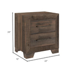 Brown 2 Drawer Nightstand with Functional Storage - Plinz