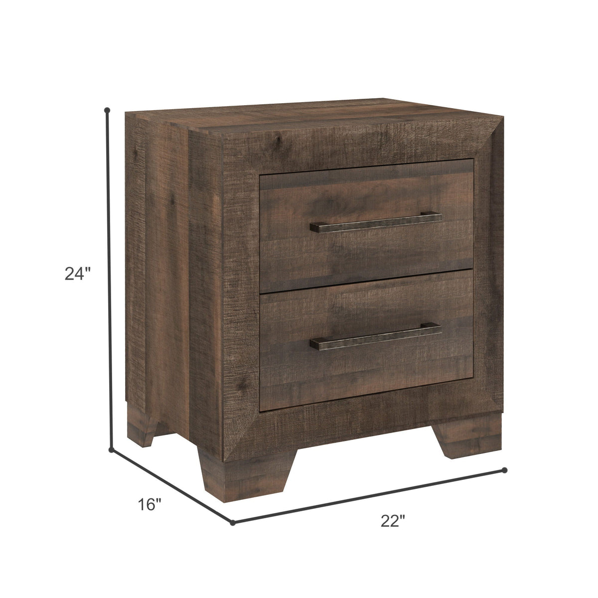 Brown 2 Drawer Nightstand with Functional Storage - Plinz
