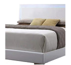 White Faux Leather Panel Bed with LED Light - White