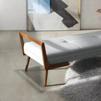 Gray Upholstered Bench with Biscuit Tufting - 51.2" Wide
