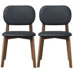 Kelsey Stylish Dining Chair Set of 2 with Solid Wood Construction - Black or Light Brown