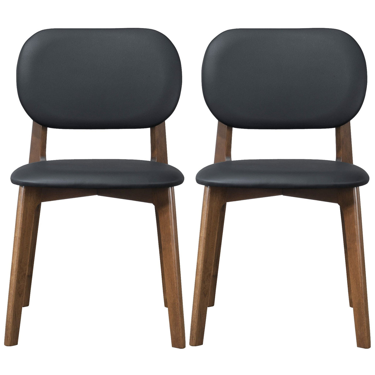 Kelsey Stylish Dining Chair Set of 2 with Solid Wood Construction - Black or Light Brown