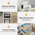 Large Mobile Lateral File Cabinet with 2 Drawers and Storage Shelves - White/Oak