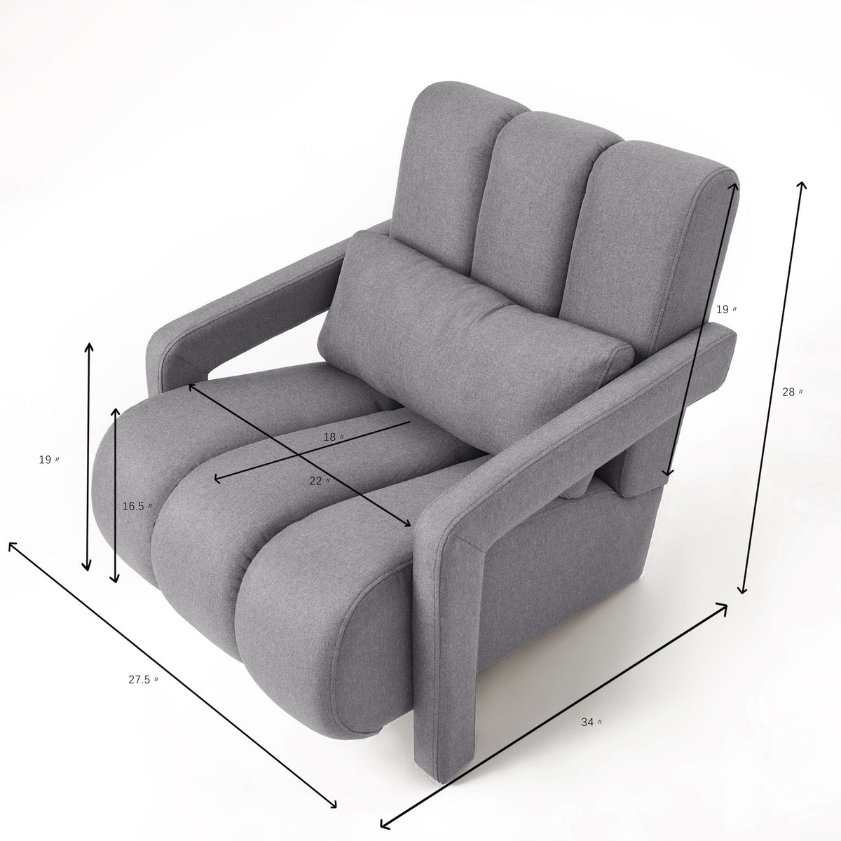 Modern Upholstered Accent Chair with Pillow - Fabric