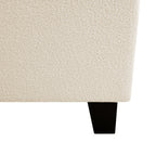 King Size Bed Frame with Upholstered Teddy Velvet Headboard - White