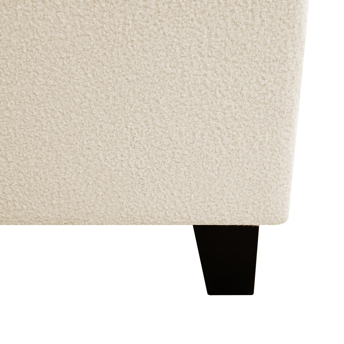 King Size Bed Frame with Upholstered Teddy Velvet Headboard - White