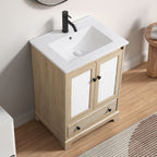 Bathroom Vanity with Porcelain Basin and 1 Drawer - Brown