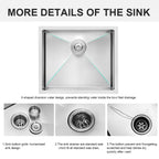 Gray Undermount Steel Kitchen Sink with Deep Single Bowl Basin