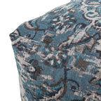 Blue Square Pouf Ottoman with Polystyrene Bead Filling - 16"