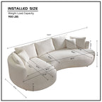 Curved Sofa with Ingenious Shape - 5-Seat Boucle Sectional - Beige