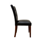 Synthetic Leather Side Chair Set with Button-Tufted Backrest - Brown / Walnut