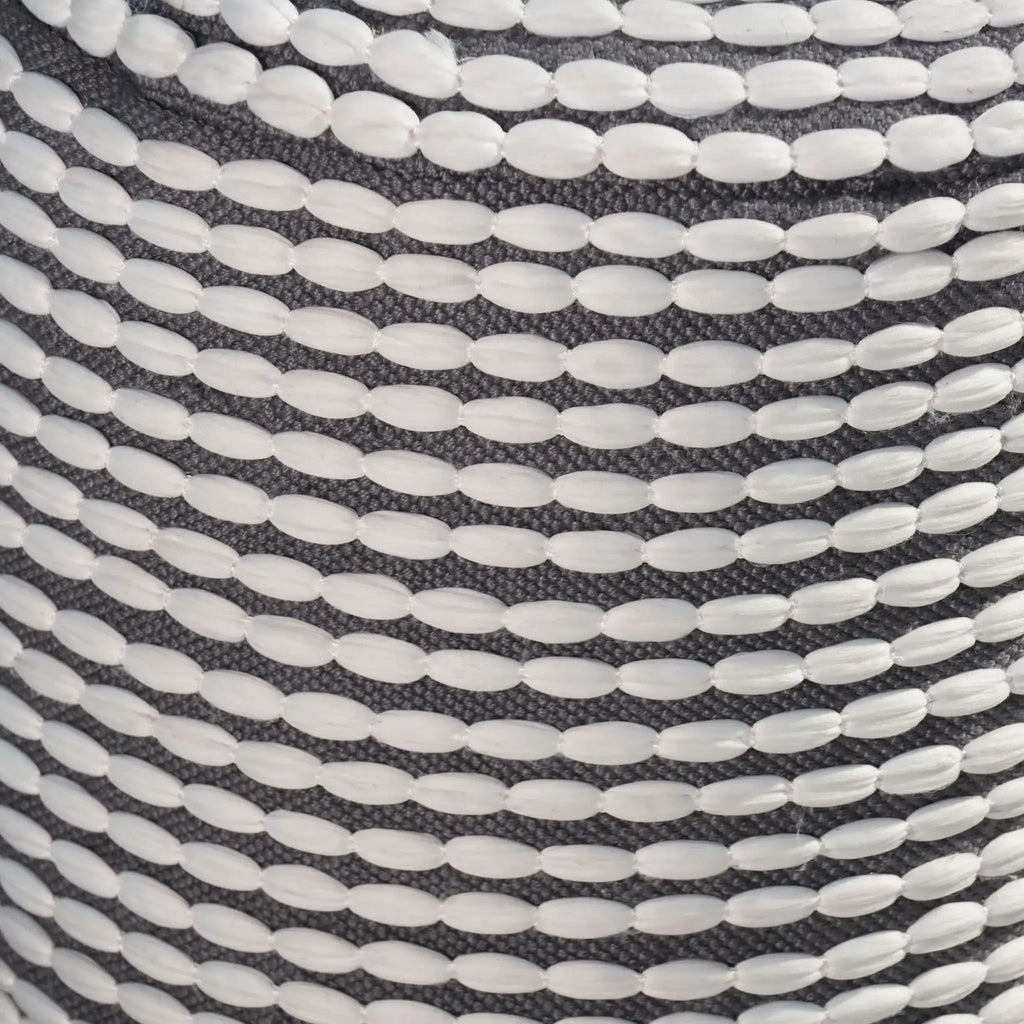 Handcrafted Cylindrical Accent Pouf with Water Resistant Fabric - White, Green, Black