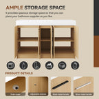 60" Double Sink Bathroom Vanity with Extra-Large Storage - Light Oak